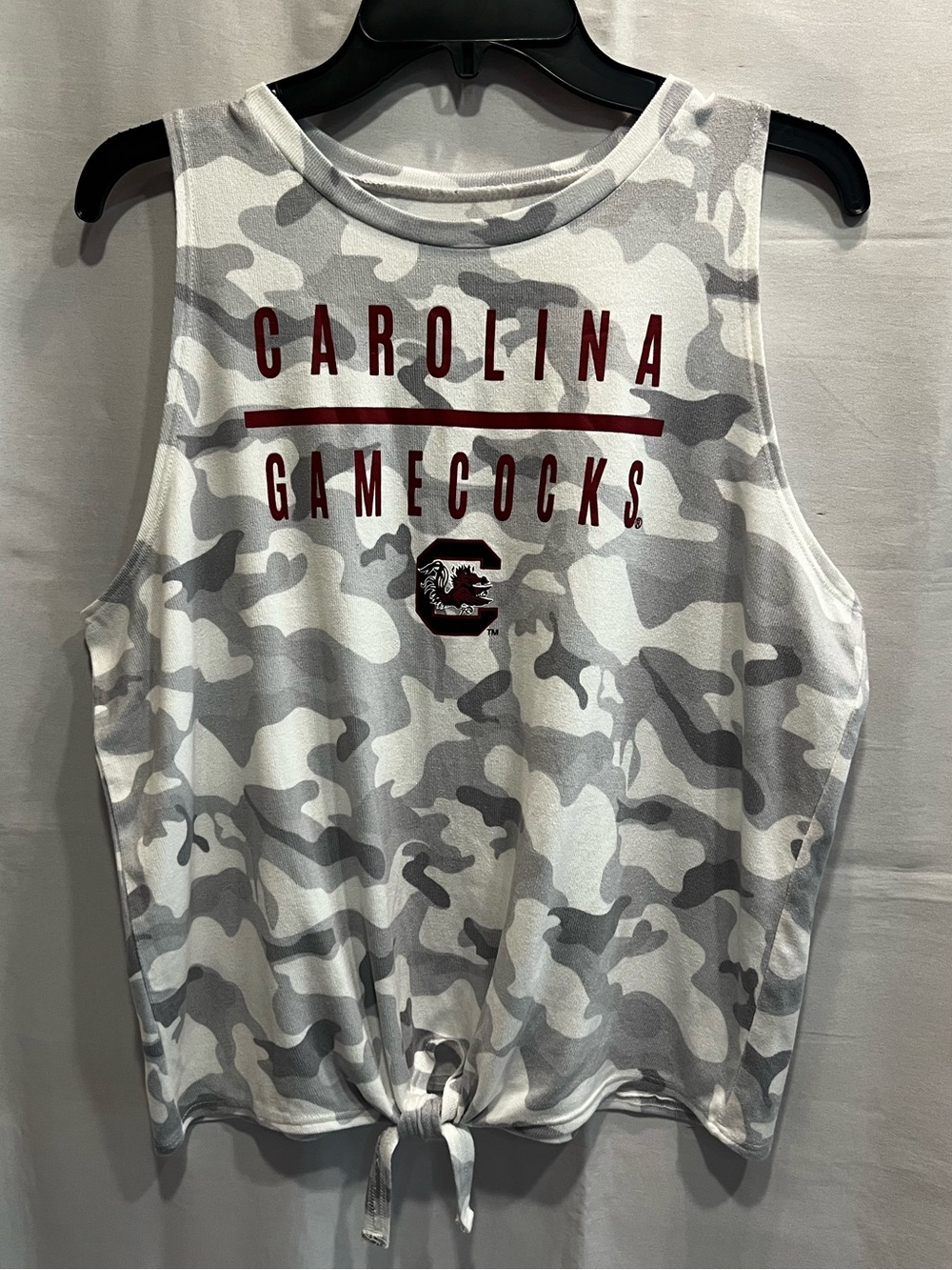 South Carolina Gamecocks Gray & White Camo Print Tie-Front Tank Top Size XL